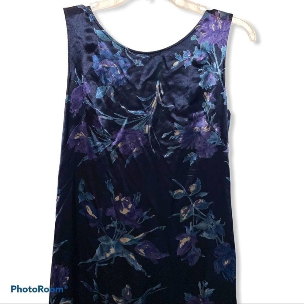 Laura Ashley 1990’s Vintage Maxi Blue Purple Muted Fairycore Floral Dress sz - Picture 6 of 12